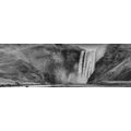 CANVAS PRINT ICONIC WATERFALL IN ICELAND IN BLACK AND WHITE - BLACK AND WHITE PICTURES - PICTURES