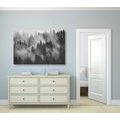 CANVAS PRINT MOUNTAINS IN THE FOG IN BLACK AND WHITE - BLACK AND WHITE PICTURES - PICTURES