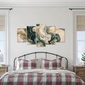 5-DÍLNÝ OBRAZ TYRKYSOVÉ MRAMOROVÉ VLNY SE ZLATEM - MARBLE PICTURES - PICTURES