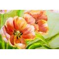 WANDBILD ROTE TULPEN IM INTERESSANTEN DESIGN - BILDER BLUMEN - BILDER