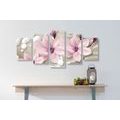 5-PIECE CANVAS PRINT MAGNOLIA ON AN ABSTRACT BACKGROUND - PICTURES FLOWERS - PICTURES