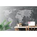 SELF ADHESIVE WALLPAPER RUSTIC WORLD MAP IN BLACK AND WHITE - SELF-ADHESIVE WALLPAPERS - WALLPAPERS