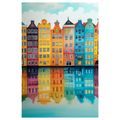 OBRAZ PESTRÁ MĚSTSKÁ ARCHITEKTURA - BAREVNÉ DOMY - OBRAZY