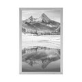 POSTER SNOWY LANDSCAPE IN THE ALPS IN BLACK AND WHITE - BLACK AND WHITE - POSTERS