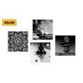 CANVAS PRINT SET FENG SHUI HARMONY IN BLACK AND WHITE - SET OF PICTURES - PICTURES