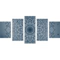 5-PIECE CANVAS PRINT DARK BLUE MANDALA FLOWER - PICTURES FENG SHUI - PICTURES