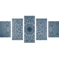 QUADRO IN 5 PARTI MANDALA A FORMA DI FIORE BLU SCURO - QUADRI FENG SHUI - QUADRI