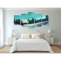 5-PIECE CANVAS PRINT FAIRY TALE WINTER LANDSCAPE - PICTURES OF NATURE AND LANDSCAPE - PICTURES