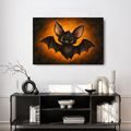 QUADRO SU TELA – PIPISTRELLO ADORABILE NEL BAGLIORE ARANCIONE - QUADRI HALLOWEEN E HORROR - STAMPE E QUADRI