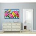 CANVAS PRINT BIRDS AND FLOWERS IN A VINTAGE DESIGN - STILL LIFE PICTURES - PICTURES
