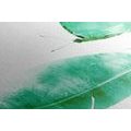 CANVAS PRINT FEATHER WITH A BUTTERFLY IN GREEN DESIGN - STILL LIFE PICTURES - PICTURES