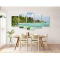 5-PIECE CANVAS PRINT BEAUTIFUL BEACH ON THE ISLAND OF LA DIGUE - PICTURES OF NATURE AND LANDSCAPE - PICTURES