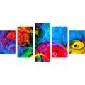 TABLEAU EN 5 PARTIES – ABSTRACTION PLEINE DE COULEURS - PEINTURES ABSTRAITES - TABLEAUX