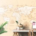 SELF ADHESIVE WALLPAPER INTERESTING BEIGE WORLD MAP - SELF-ADHESIVE WALLPAPERS - WALLPAPERS