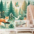 SAMOLEPÍCÍ TAPETA LESNÍ ZVÍŘÁTKA V PASTELOVÝCH BARVÁCH - DĚTSKÉ TAPETY - TAPETY