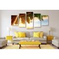 5-PIECE CANVAS PRINT SUNRISE ON A CARIBBEAN BEACH - PICTURES OF NATURE AND LANDSCAPE - PICTURES
