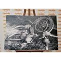 CANVAS PRINT DREAM CATCHER IN BLACK AND WHITE - BLACK AND WHITE PICTURES - PICTURES