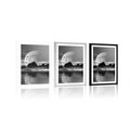 POSTER WITH MOUNT FUTURISTIC LANDSCAPE IN BLACK AND WHITE - BLACK AND WHITE - POSTERS