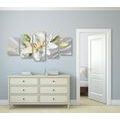 5-PIECE CANVAS PRINT WHITE LILY ON AN INTERESTING BACKGROUND - PICTURES FLOWERS - PICTURES