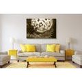 CANVAS PRINT BRIGHT MOON IN THE NIGHT SKY IN SEPIA - BLACK AND WHITE PICTURES - PICTURES