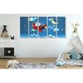 5-PIECE CANVAS PRINT AIRPLANE FLIGHT - CHILDRENS PICTURES - PICTURES