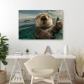 OBRAZ HRAVÁ VYDRA V OCEÁNU - OBRAZY ZVÍŘAT - OBRAZY
