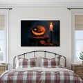 WANDBILD GRUSELKÜRBIS MIT KERZE - HALLOWEEN- UND HORROR-BILDER - BILDER