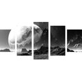 5-PIECE CANVAS PRINT FANTASY LANDSCAPE IN BLACK AND WHITE - BLACK AND WHITE PICTURES - PICTURES