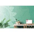 SELF ADHESIVE WALLPAPER GREEN ARABESQUE ON AN ABSTRACT BACKGROUND - SELF-ADHESIVE WALLPAPERS - WALLPAPERS