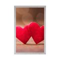 AFFICHE COEURS ROUGES SUR UNE TEXTURE EN BOIS - AMOUR - AFFICHES