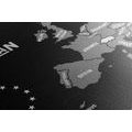 CANVAS PRINT EDUCATIONAL MAP WITH THE NAMES OF THE COUNTRIES OF THE EUROPEAN UNION IN BLACK AND WHITE - PICTURES OF MAPS - PICTURES