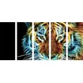 5-PIECE CANVAS PRINT TIGER HEAD IN AN ABSTRACT DESIGN - PICTURES OF ANIMALS{% if product.category.pathNames[0] != product.category.name %} - PICTURES{% endif %}
