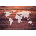 SELF ADHESIVE WALLPAPER WORLD MAP WITH A WOODEN BACKGROUND - SELF-ADHESIVE WALLPAPERS - WALLPAPERS