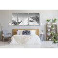 5-PIECE CANVAS PRINT SNOWY MOUNTAINS IN BLACK AND WHITE - BLACK AND WHITE PICTURES - PICTURES