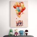 IMPRESSION SUR TOILE ÉLÉPHANT RÊVEUR AVEC DES BALLONS - ANIMAUX DE RÊVE - IMPRESSION SUR TOILE