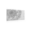 CANVAS PRINT MANDALA IN A WINTER THEME IN BLACK AND WHITE - BLACK AND WHITE PICTURES - PICTURES