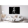 CANVAS PRINT BUDDHA STATUE IN BLACK AND WHITE - BLACK AND WHITE PICTURES - PICTURES