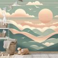 SAMOLEPÍCÍ TAPETA PASTELOVÉ HORY S VÝCHODEM SLUNCE - TAPETY VÝCHOD A ZÁPAD SLUNCE - TAPETY