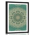 AFFICHE AVEC MONTURE LE MANDALA SUR FOND TURQUOISE - FENG SHUI - AFFICHES