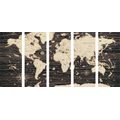 5-PIECE CANVAS PRINT MAP ON A WOODEN BACKGROUND - PICTURES OF MAPS - PICTURES