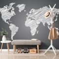 WALLPAPER HATCHED MAP OF THE WORLD IN BLACK AND WHITE - WALLPAPERS MAPS - WALLPAPERS