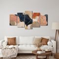 5-TEILIGES WANDBILD ABSTRAKTE GOLDENE BLÄTTER - WANDBILDER ABSTRAKTE FORMEN - BILDER