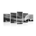 5-PIECE CANVAS PRINT FUTURISTIC PLANET IN BLACK AND WHITE - BLACK AND WHITE PICTURES - PICTURES