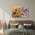 TABLEAU SUR TOILE – OLIVES VIOLETTES SUR UNE BRANCHE - TABLEAUX ARBRES ET FEUILLES - TABLEAUX