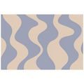 ZELFKLEVEND FOTOBEHANG MINIMALISTISCHE BEIGE GOLVEN OP BLAUW - FOTOBEHANG ABSTRACT - FOTOBEHANG