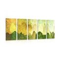 5-PIECE CANVAS PRINT GREEN ASYMMETRICAL TREES - PICTURES OF NATURE AND LANDSCAPE - PICTURES