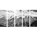 5-PIECE CANVAS PRINT BEAUTIFUL MOUNTAIN PANORAMA IN BLACK AND WHITE - BLACK AND WHITE PICTURES - PICTURES