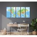 5-PIECE CANVAS PRINT CLASSIC WORLD MAP - PICTURES OF MAPS - PICTURES