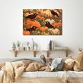 WANDBILD RABEN ZWISCHEN HERBSTLICHEN KÜRBISSEN - HALLOWEEN- UND HORROR-BILDER - BILDER