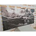 CANVAS PRINT MAJESTIC MOUNTAIN LANDSCAPE IN BLACK AND WHITE - BLACK AND WHITE PICTURES - PICTURES